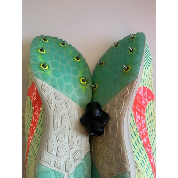 Nike Zoom Rival Distance XC5 Track Spikes Men’s 13 Volt Green Orange Sprint Shoe - Picture 7 of 7